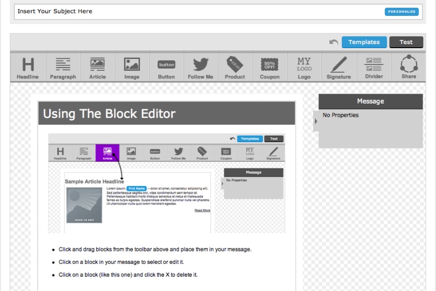 block editor aweber block editor template